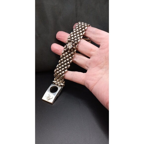 Sergio Gutierrez Liquid Metal Silver Mesh Cuff Bracelet Signed SG - Picture 7 of 14